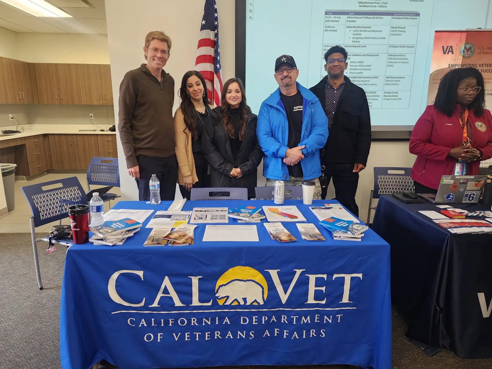 Community outreach table at a veteran-focused event
