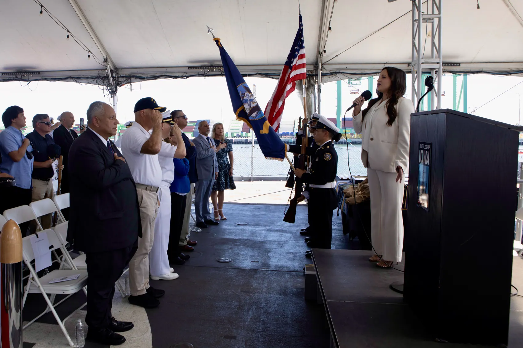 Alissa performing at a military ceremony